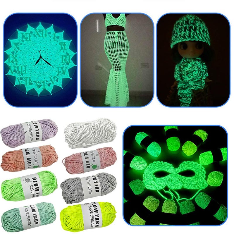 Glow in The Dark Yarn for Crochet,Luminous Crochet Yarn Glow Sewing Craft for DIY Arts Crafts Halloween Knitting Sewing C-rocheting Supplies,Y-arn for Beginners C-rochet Kit Making - Image 4